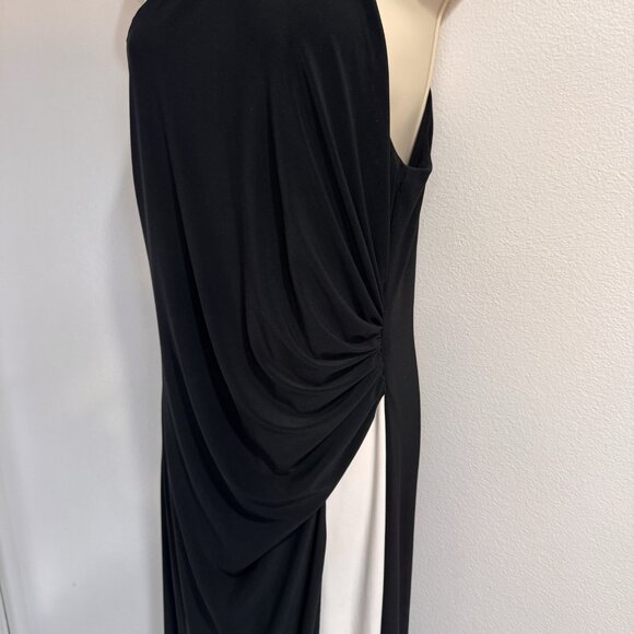 Lauren Ralph Lauren Gown Maxi Dress 14 Formal Party Cocktail Black White Beaded - Picture 4 of 11